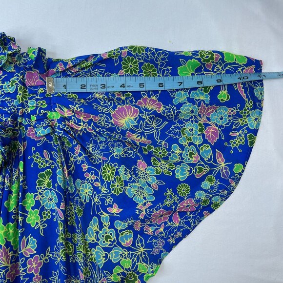 Gilner Farrar Sydney Maxi Dress Blue Green Floral Print Boho Chic Size Large - Picture 7 of 10